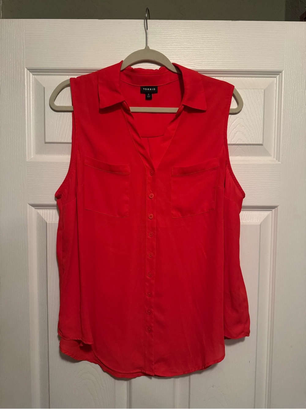 Torrid Women's Sz Torrid 0 Sleeveless Button Front Blouse - Orange/Coral